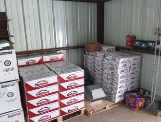 Roofing supplies inside warehouse